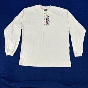 Mickey Unlimited Jerry Leigh Shirt Adult S Cream Long Sleeve Henley‎ Mickey Gang